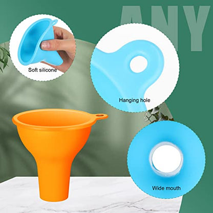 Silicone Funnels 4 Pieces 3.2 Inch Wide Mouth Funnel Flexible Condiment Sauce Canning Set for Home Restaurant Kitchen Squeeze Bottles Jars Cans Powder Liquid Spices