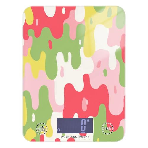 Food Scale Kitchen Scale Food Weight Scales Digital Weight Grams and Ounces Small Electronic Food Scale for Baking Cooking Colorful Drips - color: Colorful Drips