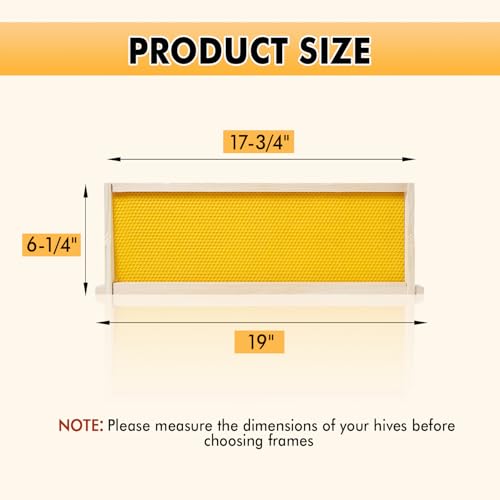 POLLIBEE Medium or Super Bee Hive Frames and Wax Foundations,10 Pack Honey Bee Frames with Beeswax Coated Food Grade Foundation Sheets, Beekeeping Supplies,6-1/4-Inch (Yellow) - size: Medium Yellow