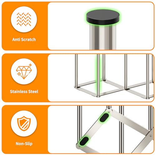 Foldable Baby Bottle Drying Rack-10 Poles Water Bottle Organizer for Cups,Travel Mugs,Silicone Bags- Collapsible Stainless Steel Bottle Rack Dryer (Silver) - color: Silver