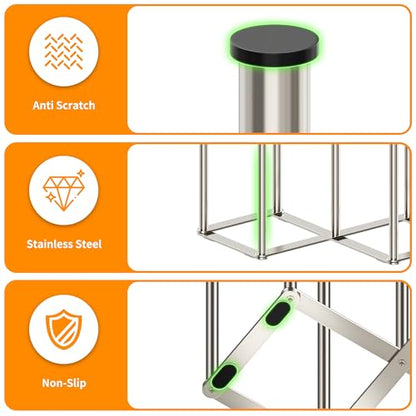 Foldable Baby Bottle Drying Rack-10 Poles Water Bottle Organizer for Cups,Travel Mugs,Silicone Bags- Collapsible Stainless Steel Bottle Rack Dryer (Silver) - color: Silver