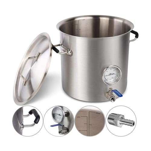 30L/40L/60L Stainless Steel Sealed Barrel Beer Brew Kettle with Thermometer Ball Valve Handmade Beer Kit Home Brewing Equipment(60L)