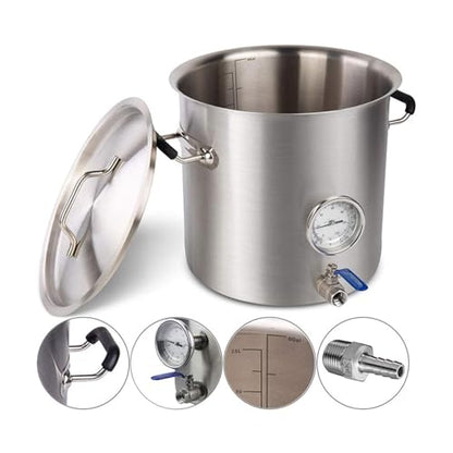 30L/40L/60L Stainless Steel Sealed Barrel Beer Brew Kettle with Thermometer Ball Valve Handmade Beer Kit Home Brewing Equipment(60L)