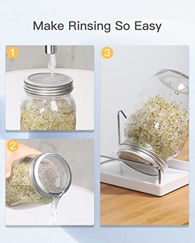 12 Pack Sprouting Lids, 316 Stainless Steel Screen Lid for 86mm Wide Mouth Mason Jar, Alfalfa, Broccoli Mesh Lids (wide mouth lids and rings 4 sets) - style: wide mouth lids and rings 4 sets