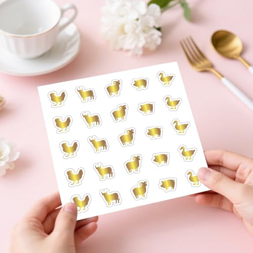500Pcs Food Choice Stickers Gold Menu Stickers Chicken Sheep Cow Pork Duck Pattern 0.8 Inch Golden Wedding Meals Indicator Decals Plastic Waterproof Labels for Place Cards Party Supplies - color: Gold-1