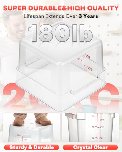 4QT NSF Food Storage Containers: 8 PCS [Food Grade][Hot&Cold Resistant] Commercial Clear Food Storage Containers with Lids for Restaurant Kitchen Proof Dough, Measuring Spoons Included(BPA FREE) - color: A-4QT-RED