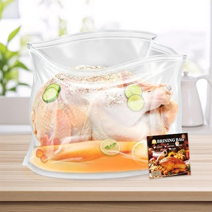 Brining Bags, 3 Pack, 26"×22", Extra Large Holds up to 35lb, Extra Large Turkey Brine Bag with 3 Cotton Strings, Double Zip-lock Seal for Turkey, Chicken, Beef, Pork, Ham, Marinade