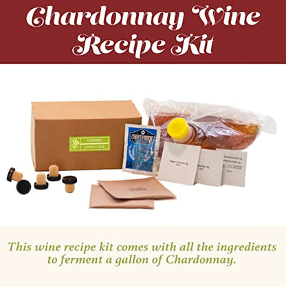 Craft A Brew - Chardonnay Wine Recipe Kit - 1 Gallon - Ingredients for Home Brewing Wine - Wine Making Ingredients and Supplies - style: Chardonnay