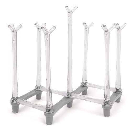 Cup Drying Rack for Bottle,Drinking Glass/Plastic Bag Dryer for Reusable Ziplock Plastic Food Storage Bags Drying Rack Gray