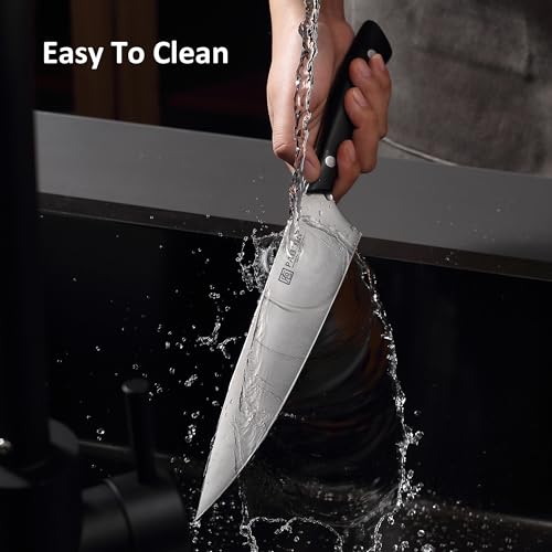PAUDIN Kitchen Knife Set, 7 Piece Chef Knife Set, High Carbon Stainless Steel Kitchen Knives, Ultra Sharp Knives Set for Kitchen, Precise Cutting, Durable with Ergonomic Handle, Black - style: Knife Set 7pcs