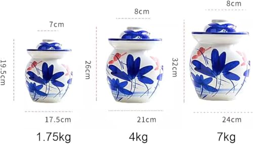 Porcelain Pickle Jar, Ceramics Fermentation Crock Pickling Pot,Fermenting Jar with Water Seal Airlock Lid(C,4kg) - color: C, size: 4kg
