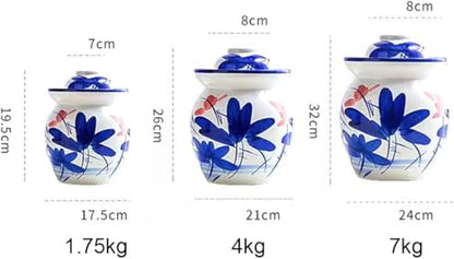 Porcelain Pickle Jar, Ceramics Fermentation Crock Pickling Pot,Fermenting Jar with Water Seal Airlock Lid(C,4kg) - color: C, size: 4kg