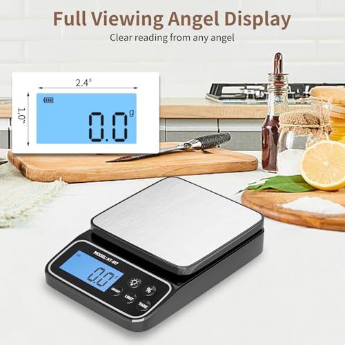 SEMIER Kitchen Scale with 4 Units Percentage and Tare Function, 5kg/11lb, 0.1g/0.01oz Accuracy Digital Scale for Food, Cooking, Baking and Portion Control, USB Rechargeable