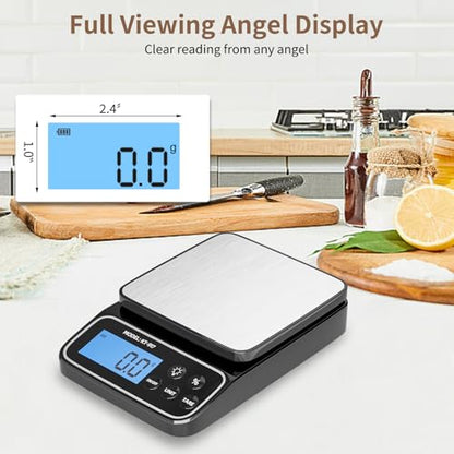 SEMIER Kitchen Scale with 4 Units Percentage and Tare Function, 5kg/11lb, 0.1g/0.01oz Accuracy Digital Scale for Food, Cooking, Baking and Portion Control, USB Rechargeable