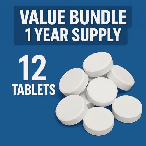 Jetted Tub Cleaner Bathtub Tabs - 12 ACTIVE Cleaning Tablets, Compatible with Whirlpool & Spa Bath System, Jets, Whirl Tubs, Professional Septic Safe Bath Jet Scale and Residue Remover - 1 Year Supply - style: 12 Tablets