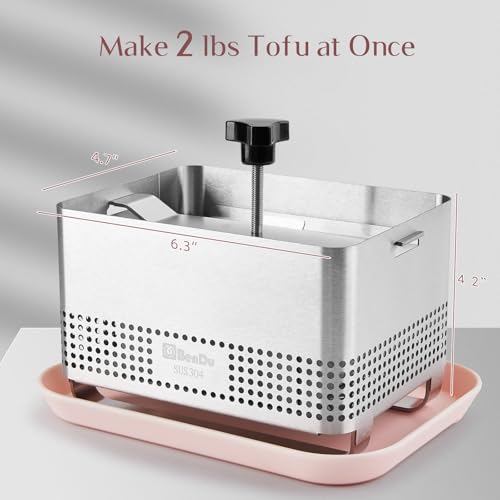 Tofu Press Stainless Steel, Paneer Maker with Upgraded Deep-Press Design, Improves Tofu Flavor and Texture, for Homemade Tofu, Paneer Press and Cheese Press, Multi-Functional Kitchen Tool, BPA Free - size: L
