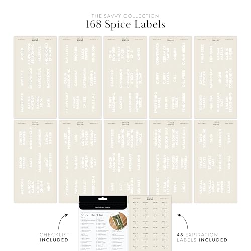 Clear Spice Labels for Glass Jars, 168 Preprinted Spice Jar Labels, Waterpoof Seasoning Herb Stickers Only, Kitchen Container Pantry Organization - style: Clear Spice Labels