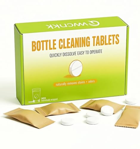 Water Bottle Cleaning Tablets (36 Count) - Deep Clean & Odor Removal for Tumblers, Travel Mugs & Hydration Bladders - No Scrubbing, Removes Coffee & Tea Stains