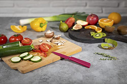 Kuhn Rikon COLORI+ Mixed Knife Set with Non-Stick Coating and Safety Sheaths, Set of 5, Fuchsia, Blue, Graphite Grey, Green and Red - color: Fuchsia, Blue, Graphite Grey, Green and Red, style: Set of 5