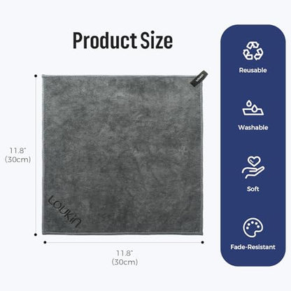 loukin Dry Erase Cloth with Detachable Magnet, Magnetic Whiteboard Cloth, Microfiber Cleaning Cloth for Classroom, Home and Office, Gray, 12'' x 12''