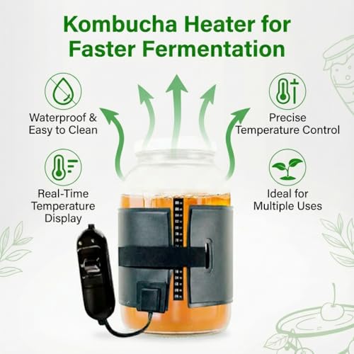 Kombucha Heating Wrap for Homebrew Heating - Fermentation Heating Pad with - Kombucha Warmer - Wrap Around Heater for making Kombucha and other Brews with Thermometer (HEATING PAD + WRAP) - color: HEATING PAD + WRAP