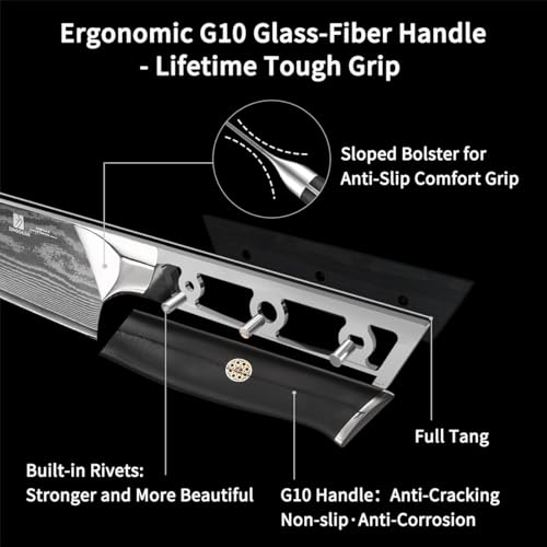Utility Knife,5.5inch Damascus knife,67-Layer High Carbon Stainless Steel Kitchen Knife,Professiona Sharp Cutting Knives with Black Ergonomic G10 Handle,Gift Box for Home and Kitchen Birthday Gift - style: 13C pro Utility Knife(Black)