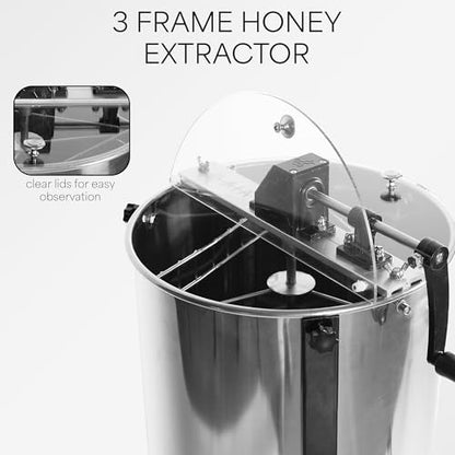VIVO BEE-V003D Honey Extractor, 3 Frame | Food Grade Stainless Steel, Manual Crank, Honeycomb Drum Spinner, Transparent Lid - size: 3 Frame Rack, style: Manual