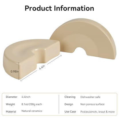 Fermentation Crock Weight - Ceramic Fermentation Stone Weight for Gallon Jar Canning Pickling Cabbage Kimchi Vegetables & Food Preservation, 4.3"
