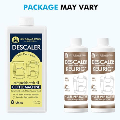 New England Stories 8 Uses Descaling Solution Compatible with Keurig - 33.8oz Coffee Machine Descaler, Espresso Coffee Maker Cleaner, Coffee Pot Limescale Remover - style: Descaling Solution for keurig
