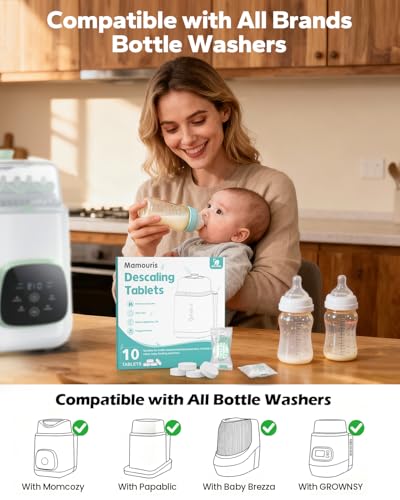 Descaling Tablets for Bottle Washer & Warmer: 10 Count Descaler Tablets Removes Limescale, Milk Residue & Mineral Buildup, Compatible with Baby Brezza, Momcozy, GROWNSY Baby Bottle Washer