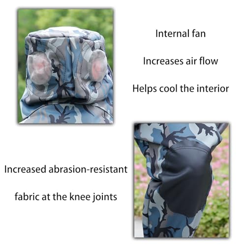 Bee Suit Beekeeper Suit Camo with Beekeeping Gloves,with Round Veil Full Body Beekeeping Suit