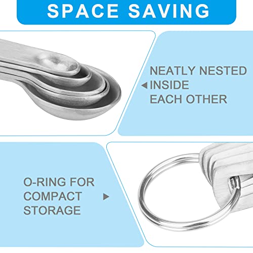 Mini Measuring Spoon Set, Heavy Duty Stainless Steel Measuring Spoons for Cooking Baking, Tablespoon Teaspoon for Dry or Liquid Ingredients, Fits in Spice Jar, 1/64 1/32 1/16 1/8 1/4 tsp - size: 5pcs-steel