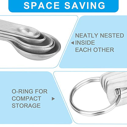 Mini Measuring Spoon Set, Heavy Duty Stainless Steel Measuring Spoons for Cooking Baking, Tablespoon Teaspoon for Dry or Liquid Ingredients, Fits in Spice Jar, 1/64 1/32 1/16 1/8 1/4 tsp - size: 5pcs-steel