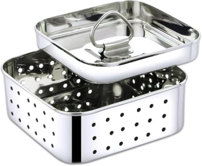 Stainless Steel Paneer Maker Mould Press with Lid, 500ml Square Tofu Press, Homemade Cheese Strainer Box Set, 12.5cm