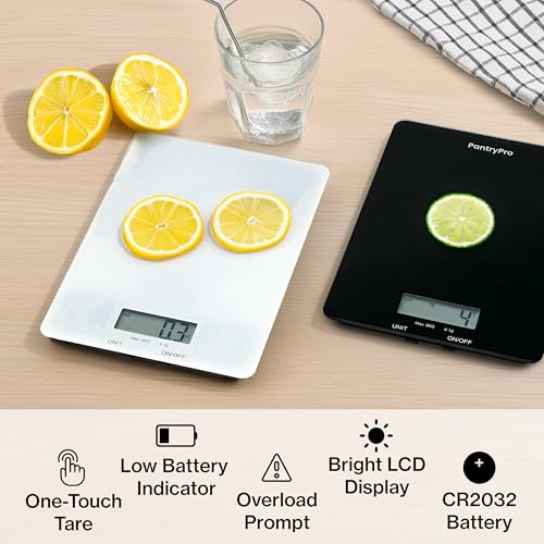 Glass Platform Digital Kitchen Scale - for Food Coffee Lab - LCD Display gram Ounces lb:oz fl.oz ml - 11 LB/5 KG Capacity - Battery Included - Black by The Display Guys - color: Glass - Black