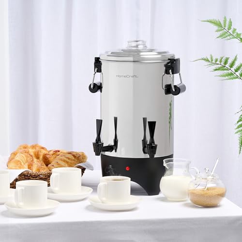 HomeCraft 45-Cup Coffee Urn and Hot Beverage Dispenser with Double Dripless Faucet, Quick-Brewing, Stainless Steel - style: 45 Cup Double Spigot