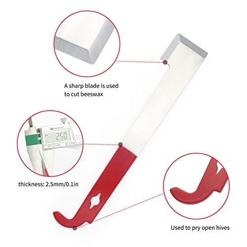 KINGLAKE GARDEN Stainless Steel Beekeeping Hive Tool,2PCS Bee Hive Tool J Hook Bee Frame Lifter and Scraper Beekeeping Equipment for Beekeepers for Beekeepers