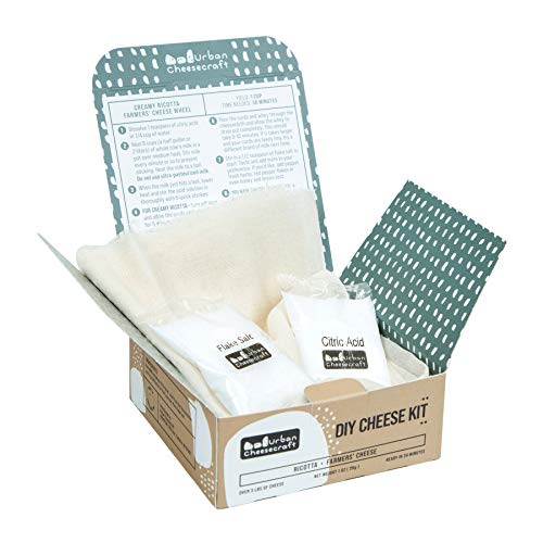 Mini DIY Cheese Kit for Beginners - Ricotta & Farmers Style - 4 Batches, Done 30 Minutes, Vegetarian, Gluten Free & Non-GMO