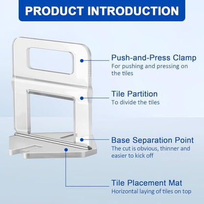 DGSL Tile Leveling System Clips - DIY 2400 Tiles Leveler Spacers - 1/16 Inch Tile Leveling System for Professional Ceramic Tile and Stone Installation - size: 1/16 Inch*2400 Piece