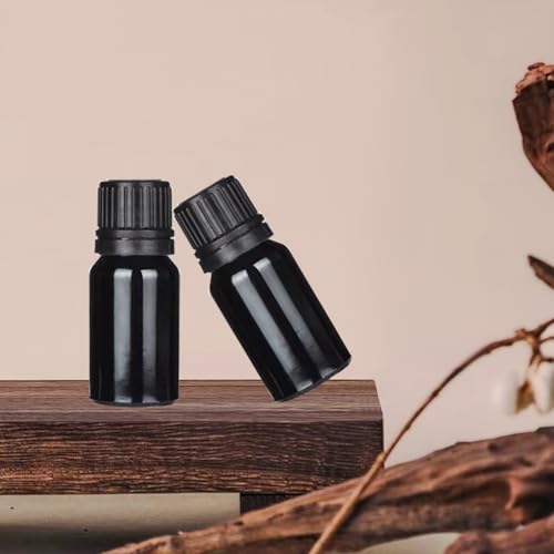 24 Pack 10ml Black Glass Essential Oils Bottles Empty Glass Dropper Vials Sample Bottle With Orifice Reducer and lid,for Aromatherapy Oils (Black, 10ml) - color: Black