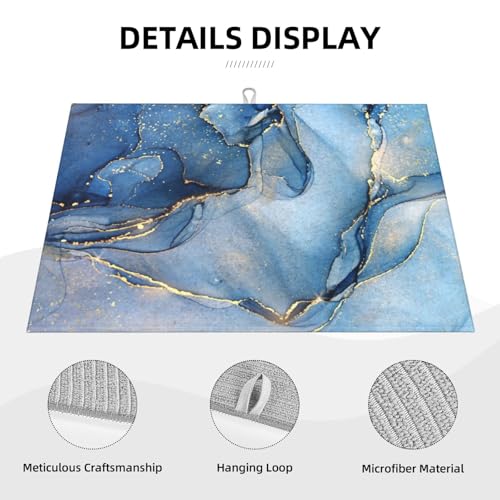 Marble Dish Drying Mat for Kitchen Counter Blue Gold Marble Drying Mat 18 x 24 Inch, Super Absorbent Reversible Microfiber Dish Drying Pad Dish Rack Pad Drainer Mat for Coffee Bar - color: Blue Gold Marble
