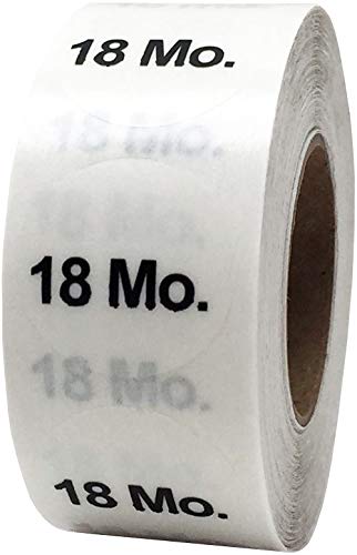 Clear Circle 18 Months Clothing Size Stickers - 3/4 Inch Round, 500 Clear Plastic Adhesive Labels Per Roll for Retail Apparel, Baby Clothing Organization, and Inventory - Made in the USA - color: 18 Months