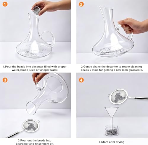 1000 PCS Decanter Cleaning Beads, 304 Stainless Steel Cleaning Balls for Glassware, Reusable Cleaning Beads for Wine Decanters Water Bottle Carafe and Vase - style: 1000pc Beads for Decanter