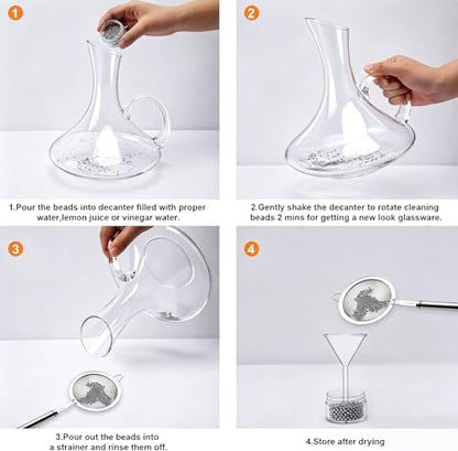 1000 PCS Decanter Cleaning Beads, 304 Stainless Steel Cleaning Balls for Glassware, Reusable Cleaning Beads for Wine Decanters Water Bottle Carafe and Vase - style: 1000pc Beads for Decanter