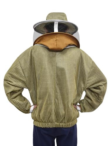 Ultra Ventilated Bee Jacket Beekeepers 3 Layer Beekeeping Jacket Sting Resistant Apiarist Jacket for Men & Women with Pair of Gloves (Khaki Round Veil, 2XL) - color: Khaki Round Veil, size: 2X-Large