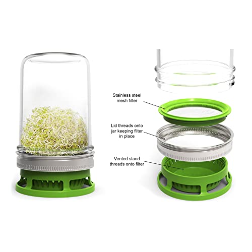 Jarware Mason Jar Lid, Seed Sprouting Lids For Wide Mouth Mason Jars, Set of 2 - size: Wide Mouth, style: Seed Sprouter