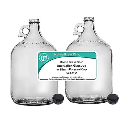 Home Brew Ohio One Gallon Glass Jug with 38mm Polyseal Cap Set of 2