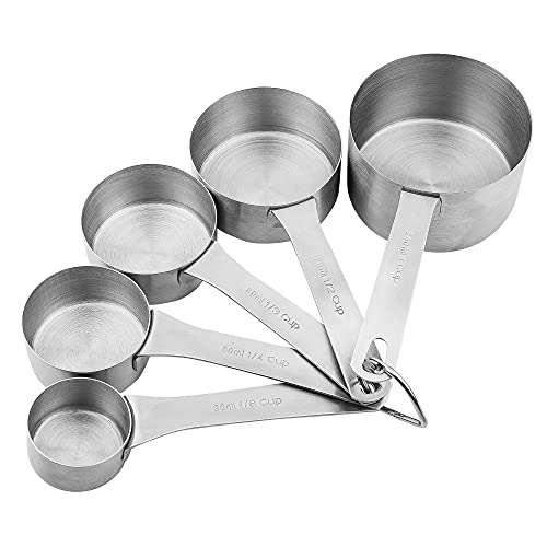 Measuring Cups Set 5, 18/8 (304) Stainless Steel Measuring Cups Set for Baking & Kitchen, Dry & Liquid Metric & US Measure Cup with 1/8 Cup & 1/3 Cups - size: B: 5cups