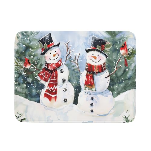 Winter Dish Drying Mat 18 x 24 Inch Xmas Snowman Pattern Dish Drying Pad Absorbent Microfiber Mats for Christmas Dish Rack Pad for Kitchen Counter Coffee Bar Decor - color: Winter Snowman, size: 18" x 24"