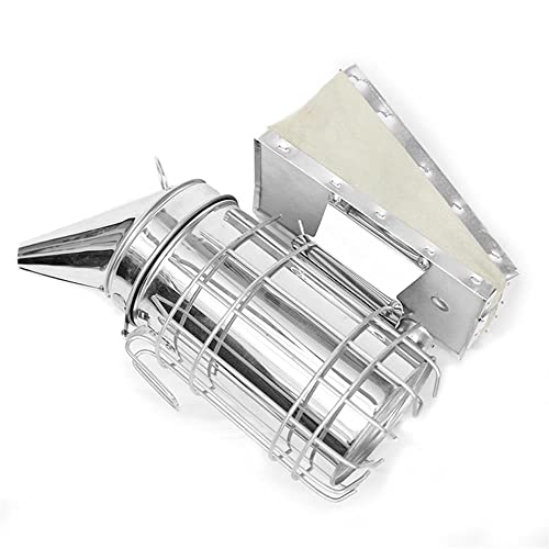 Stainless Steel Bee Hive Smoker with Heat Shield, Beekeeper Dedicated Smoked Bee Beekeeping Equipment (A) - color: A